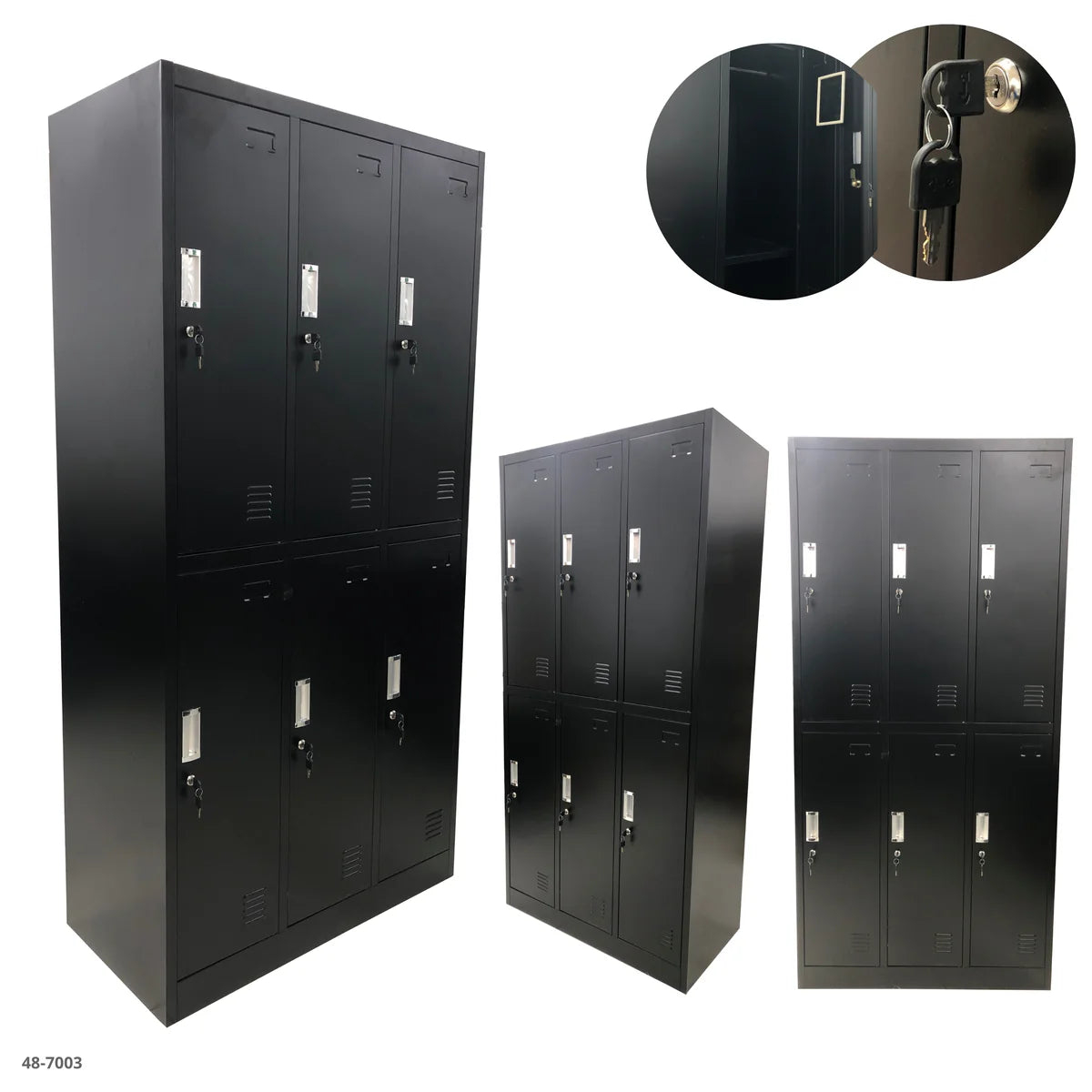 Casillero de Metal Negro de 6 Compartimientos 48-7003 Lockers.