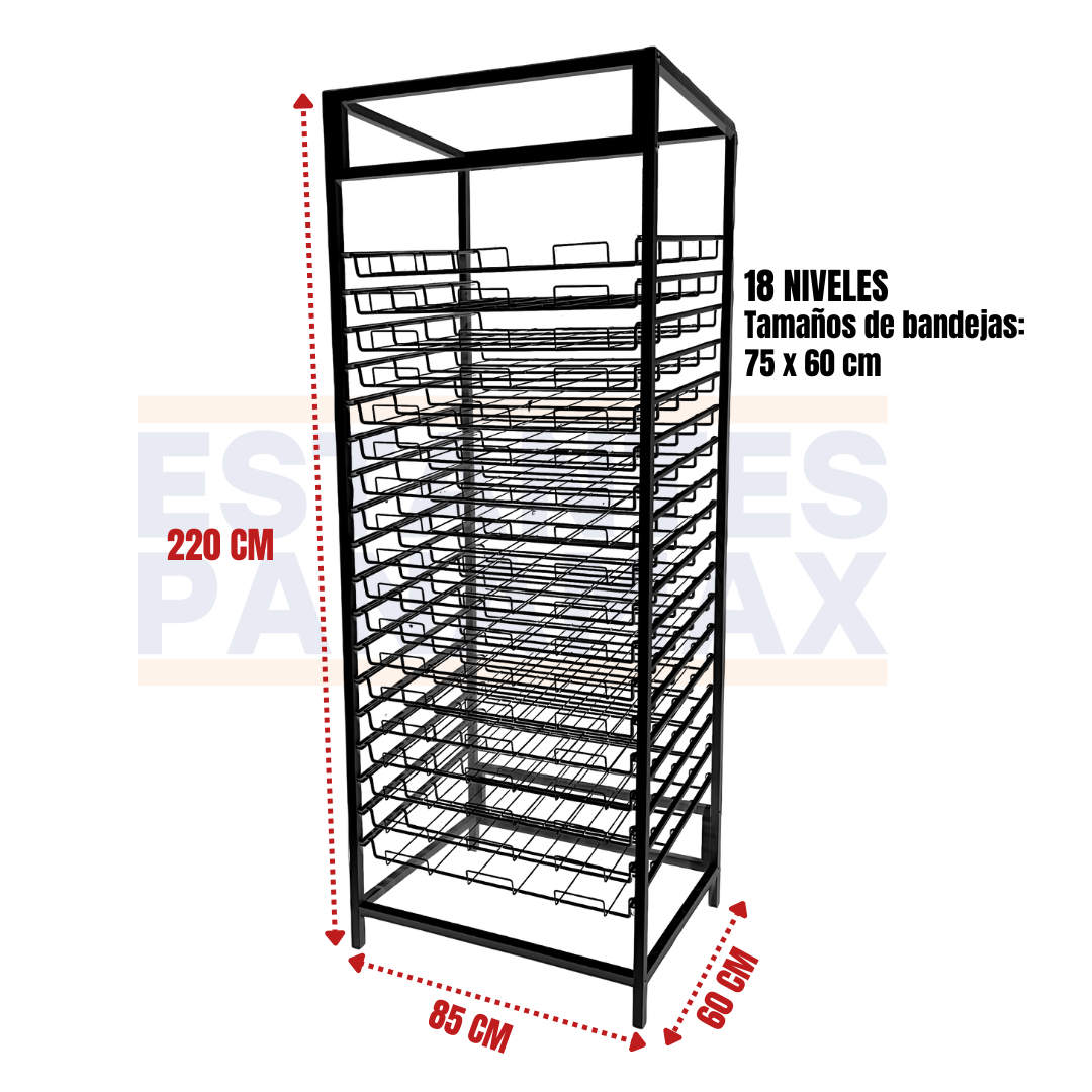 Estante Metálica para Cartulina de 18 Niveles Negro C-18BLK