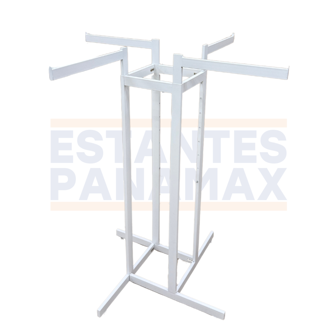 Rack de Ropa de 4 Lados Altura Ajustable de Metal Blanco RP-4