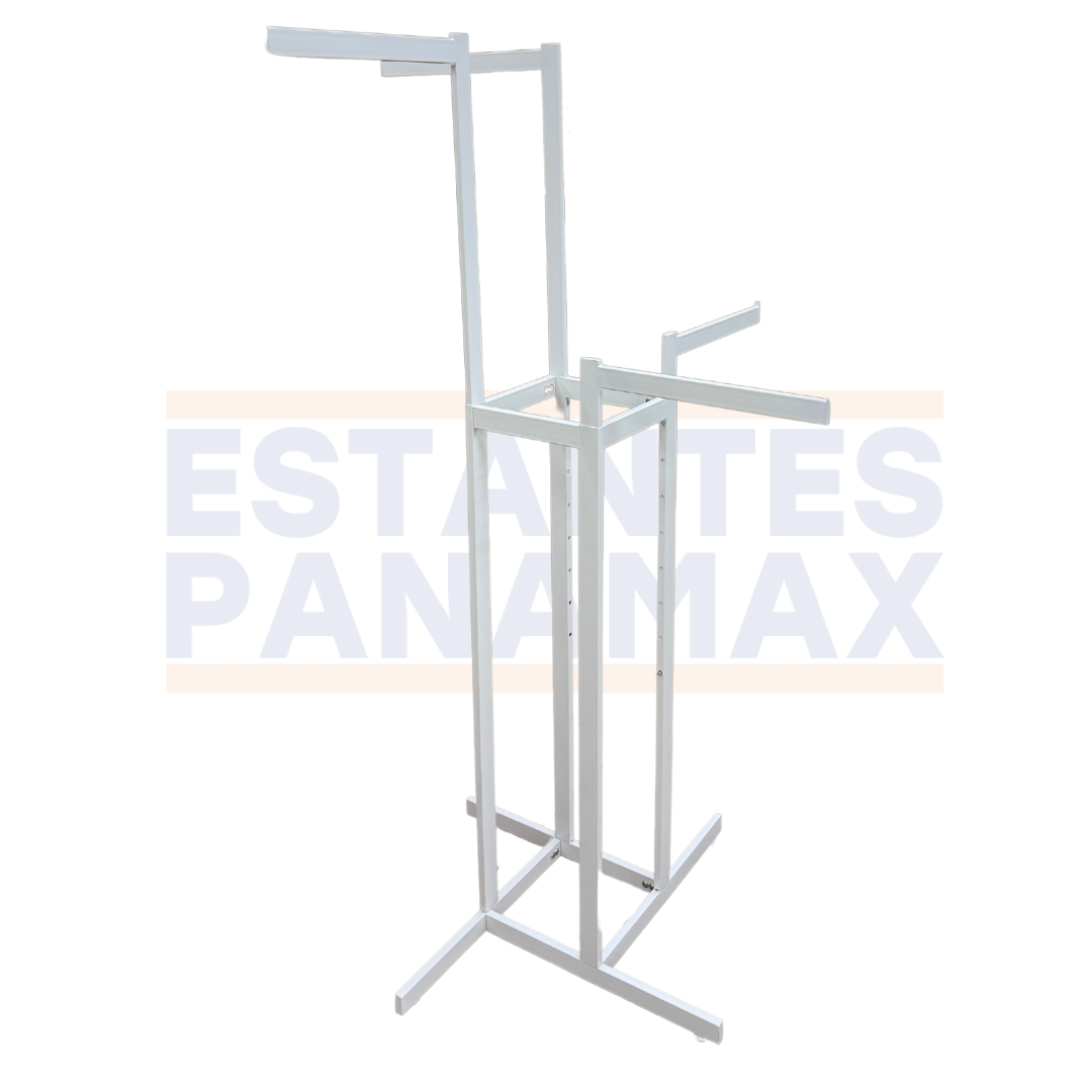 Rack de Ropa de 4 Lados Altura Ajustable de Metal Blanco RP-4