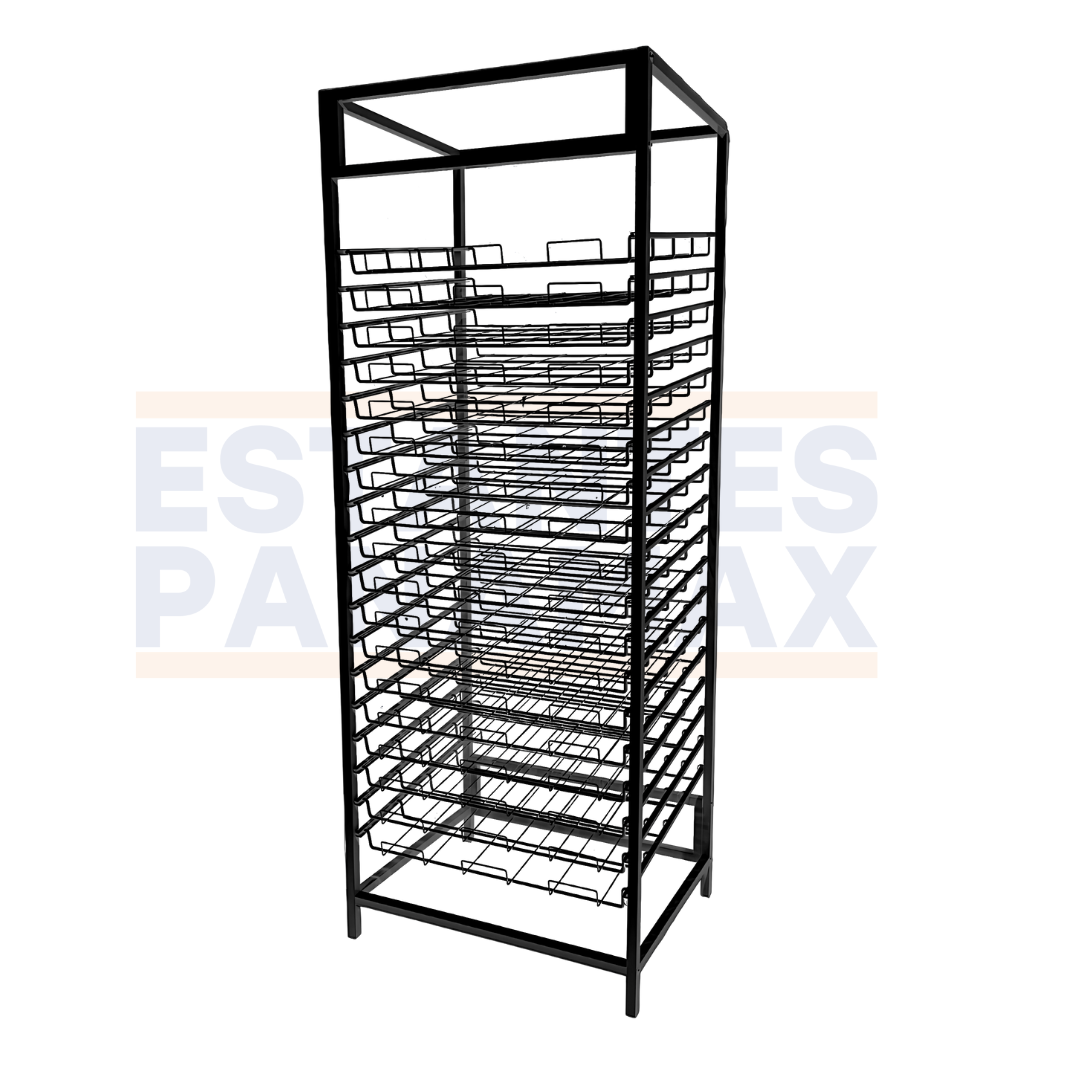 Estante Metálica para Cartulina de 18 Niveles Negro C-18BLK