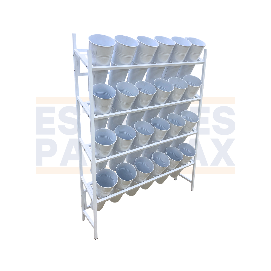 Exhibidor de Flores 4 Niveles 24 Cestas Blanco 153x112x26cm FL-4L-24C