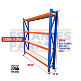 Rack para Bodega de Carga Mediana de 4 Niveles 350kg/Nivel 200x200x30cm PMX-7030