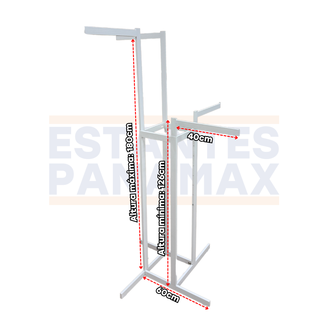 Rack de Ropa de 4 Lados Altura Ajustable de Metal Blanco RP-4