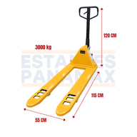 Transpaleta Manual Jack Pallet Hand Pallet 3000kg Modelo Europeo Amarillo 115X55cm PMX-1406