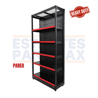 **CALIBRE GRUESO** Góndola Pared Perforado Negro Tipo Cuadrado 220x120x35cm 6 Niveles 275kg/nivel PMX-6001