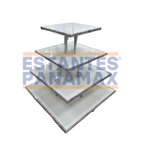 Mesa Display Exhibidor para Centro de 4 Niveles Blanco Cromado XBH-CR27