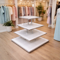 Mesa Display Exhibidor para Centro de 4 Niveles Blanco Cromado XBH-CR27