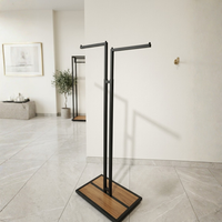 Perchero Exhibidor de Ropa Doble Lado Negro con Diseño Madera XBH-CR09