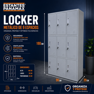 Locker Casillero Metálico de 9 Casillas con Cerradura con Llave 180x90x42cm KY-G031