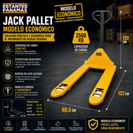 (CALIBRE ECONOMICO) Transpaleta Manual Jack Pallet Hand Pallet 2500kg Modelo Americano Amarillo 122X68.5cm PMX-1409