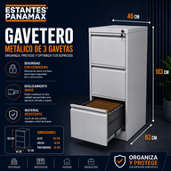 Archivador 3 Gavetas Metálico Gris con Cerradura con Llave 103x46x62cm KY-G081-03