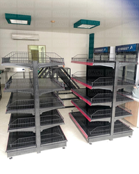 **MODELO ECONÓMICO** Góndola Doble Perforado Negro 5 Niveles 150x120x100cm 75kg/nivel PMX-3009-D