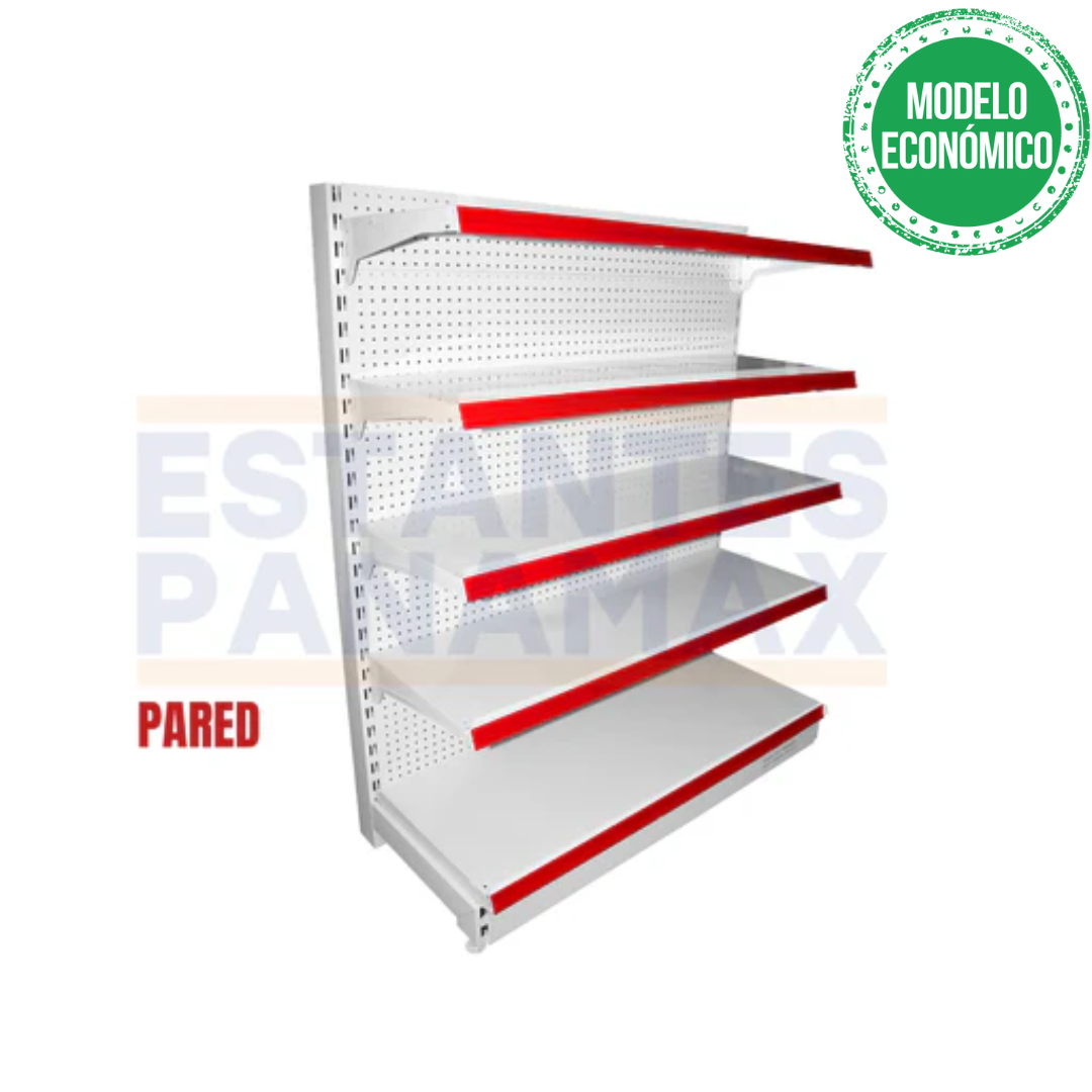 **MODELO ECONÓMICO** Góndola Pared Perforado Blanco 5 Niveles 150x120x50cm 75kg/nivel PMX-1263