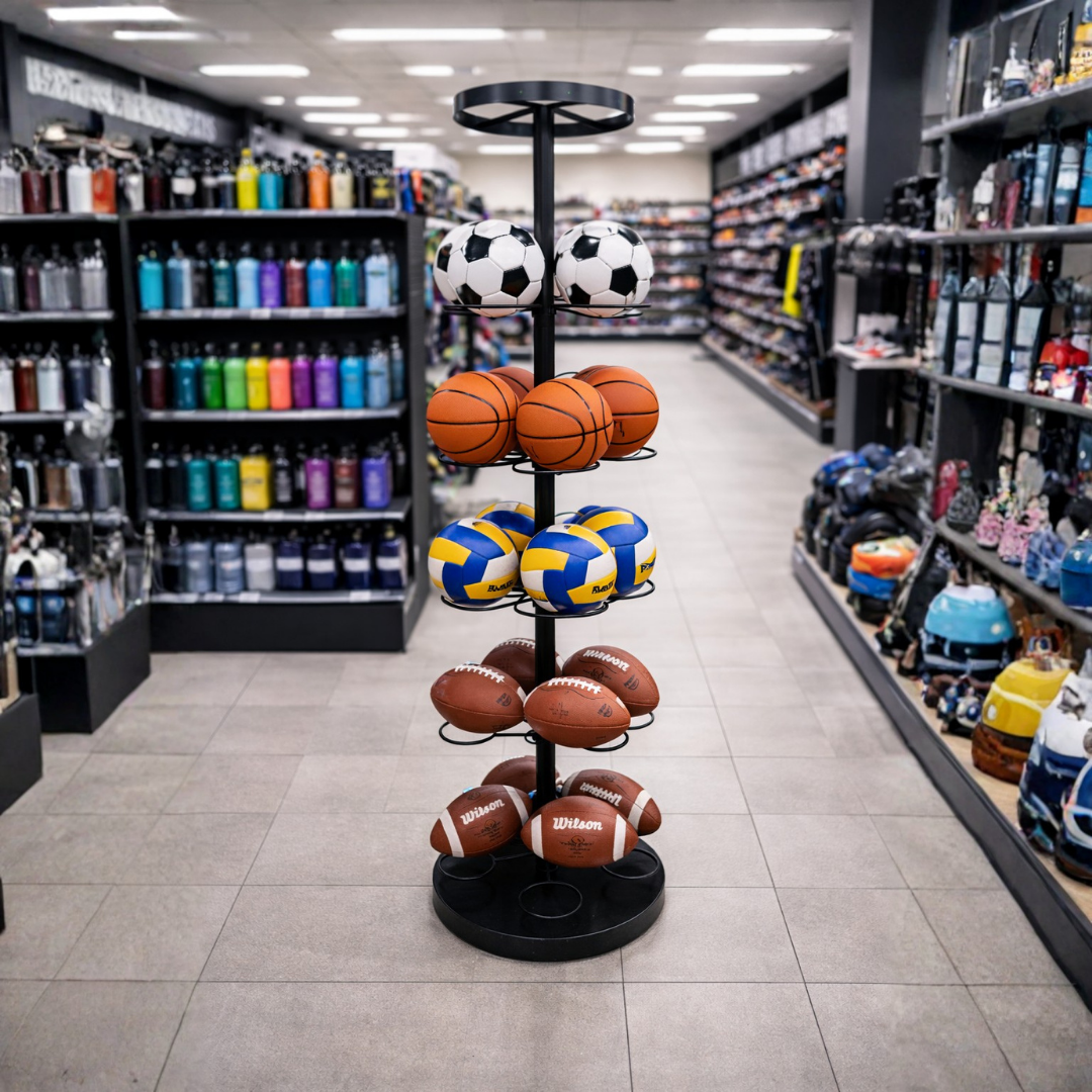 Estante Mueble Exhibidor para Pelotas Balón Negro 200x60cm 5 Niveles XBH-CR28