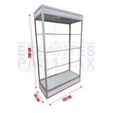 Vitrina Vertical de Aluminio Plateado con Base Blanco 3 Niveles con LED 200x120x50cm KS-005 / KW-006