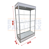 Vitrina Vertical de Aluminio Plateado con Base Blanco 3 Niveles con LED 200x120x50cm KS-005 / KW-006