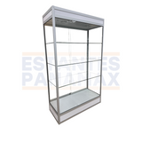 Vitrina Vertical de Aluminio Plateado con Base Blanco 3 Niveles con LED 200x120x50cm KS-005 / KW-006