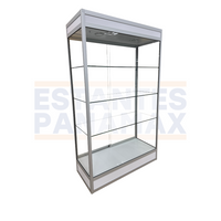 Vitrina Vertical de Aluminio Plateado con Base Blanco 3 Niveles con LED 200x120x50cm KS-005 / KW-006