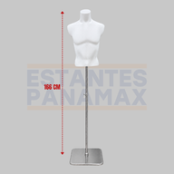 Maniquí de Torso Masculino Hombre con Base Metálica Ajustable Blanco Fibra de Vidrio XBH-MT03