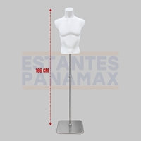 Maniquí de Torso Masculino Hombre con Base Metálica Ajustable Blanco Fibra de Vidrio XBH-MT03