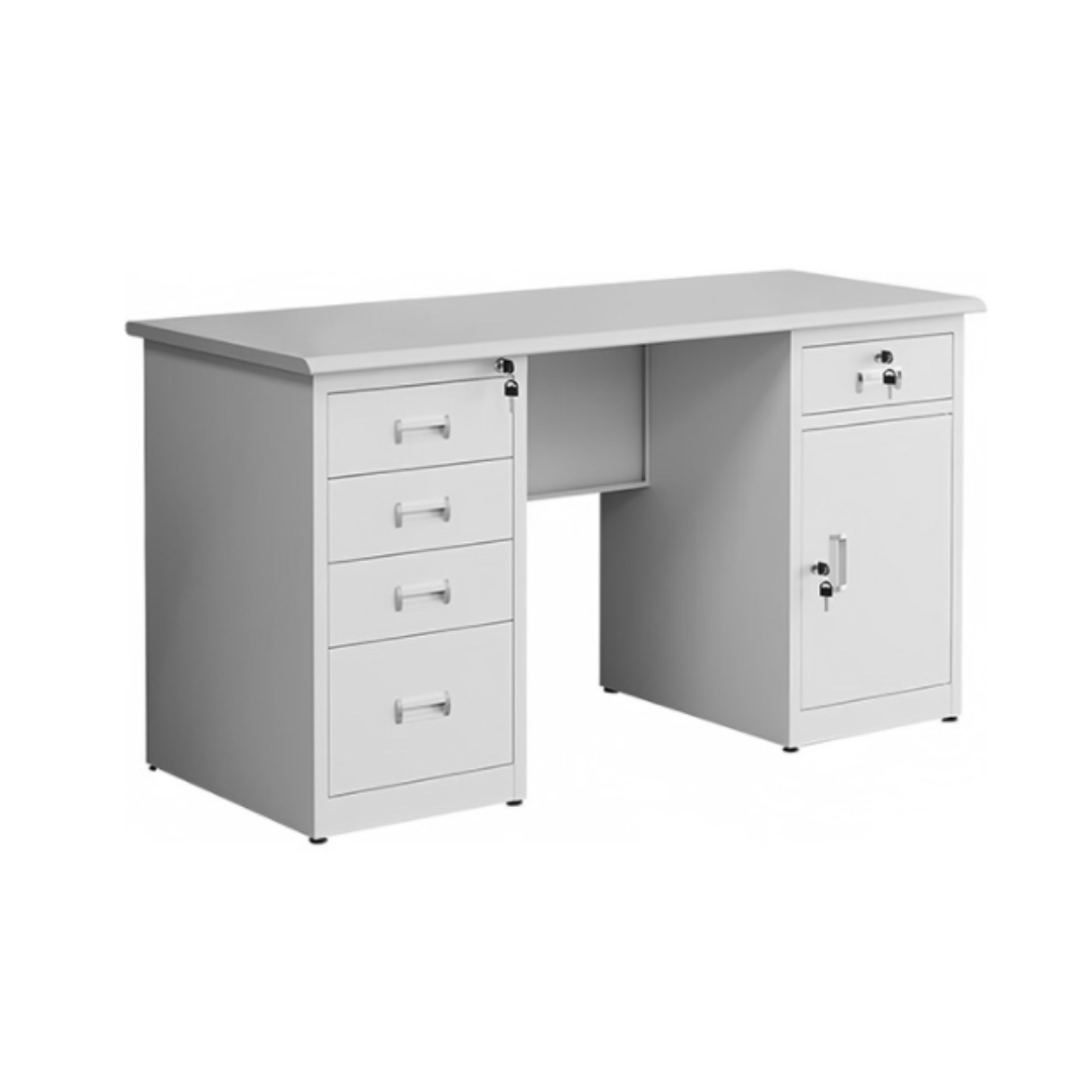 Escritorio de Metal con Superficie de MDF Blanco 75x140x70cm KY-Z103