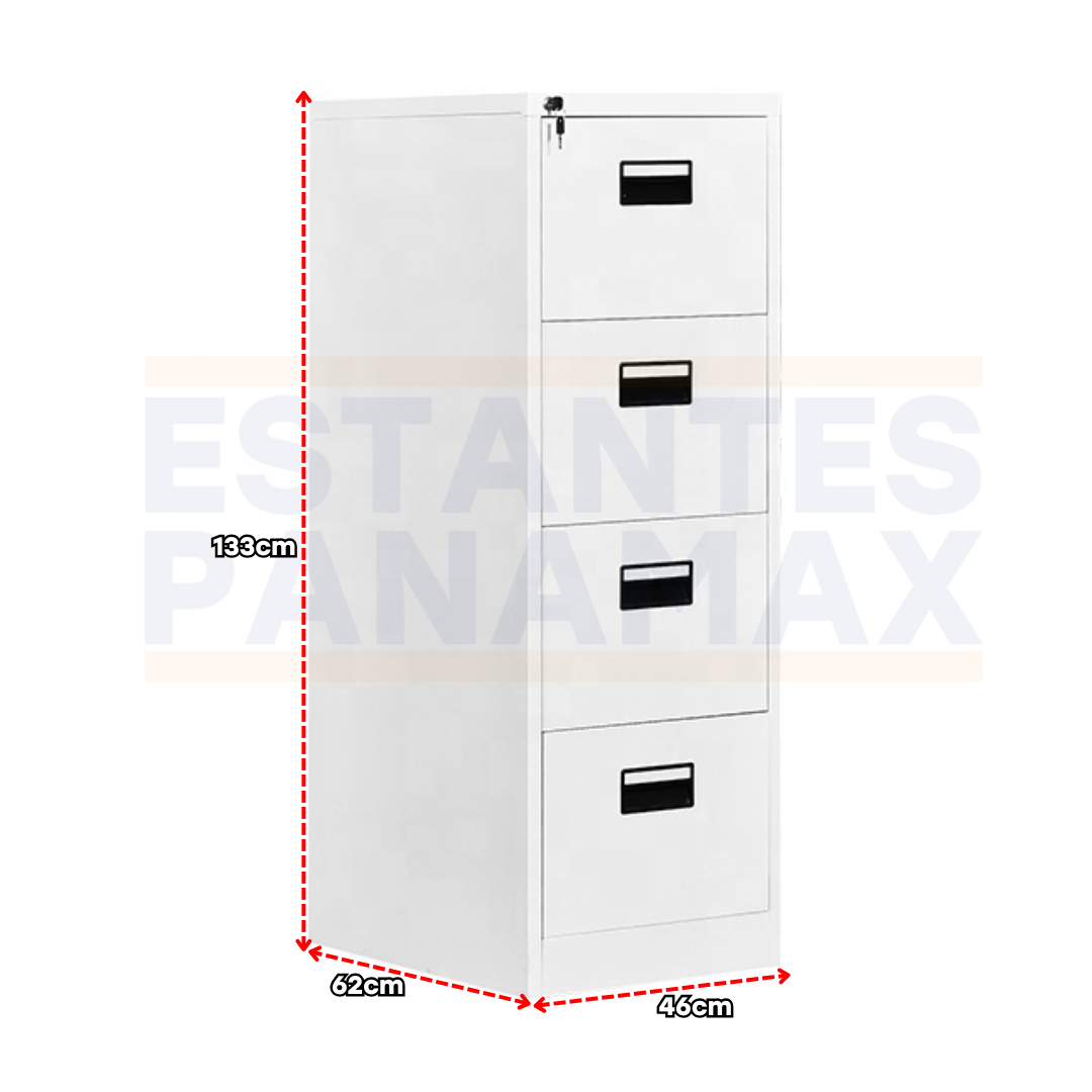 Archivador de Metal Blanco de 4 Gavetas 133x46x62cm KY-G080-4