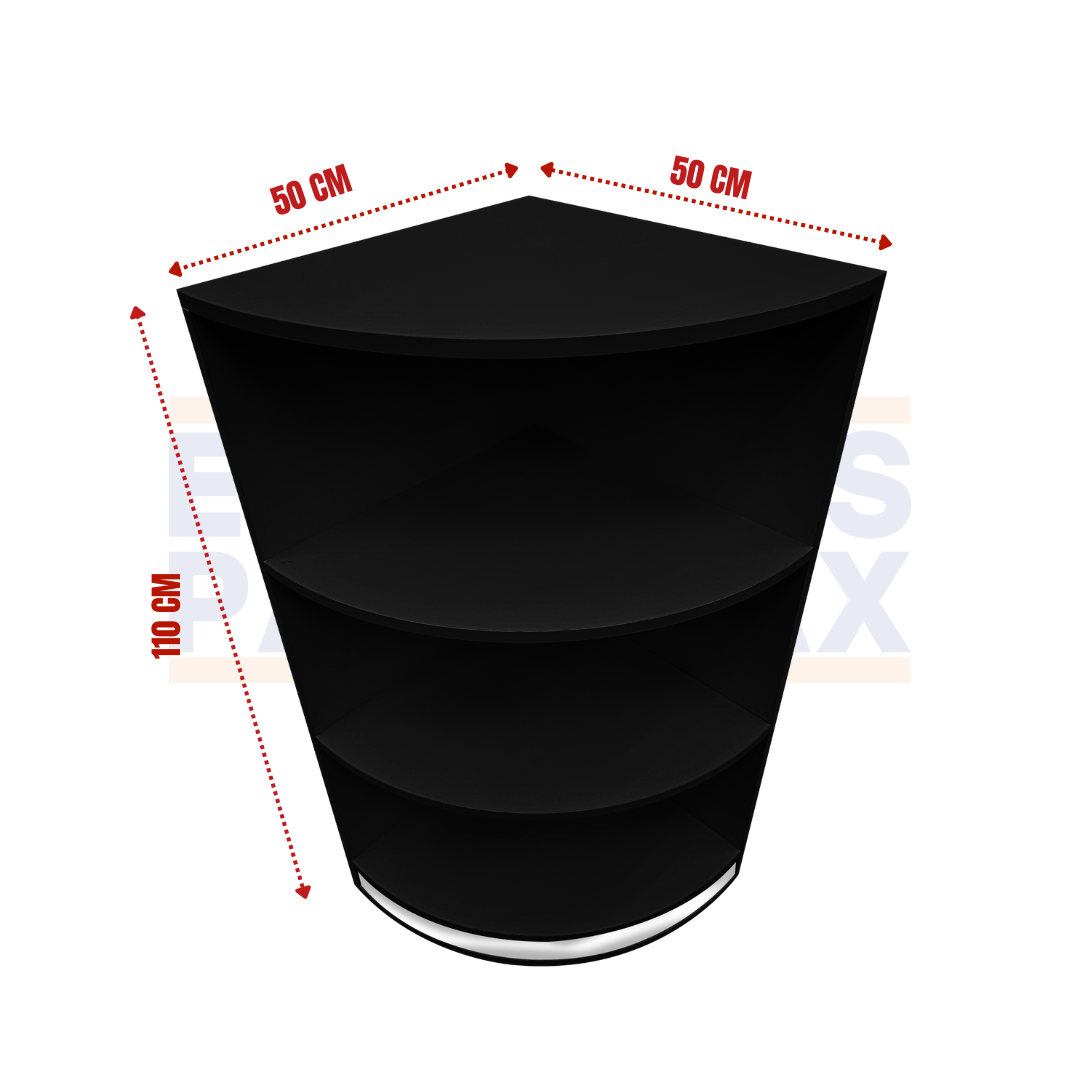 Esquinero de MDF Negro 4 Niveles 110x50x50cm KW-013