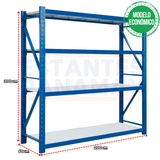 **MODELO ECONÓMICO** Rack para Bodega Carga Mediana 250kg x Nivel 4 Niveles 200x200x60cm KY-H004