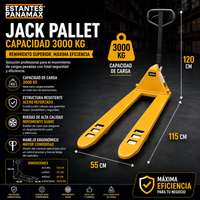 Transpaleta Manual Jack Pallet Hand Pallet 3000kg Modelo Europeo Amarillo 115X55cm PMX-1406