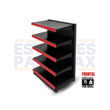Góndola Frontal Perforado Negro 5 Niveles 120x80x45cm 75kg/nivel PMX-1113