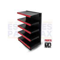 Góndola Frontal Perforado Negro 5 Niveles 120x80x45cm 75kg/nivel PMX-1113