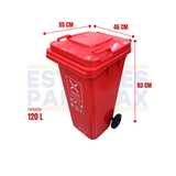 Tanque de Basura Basurero Tinaco con Ruedas de Plástico 120L Rojo 120L-ROJO