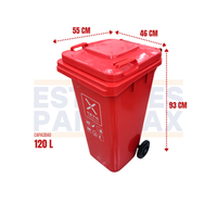 Tanque de Basura Basurero Tinaco con Ruedas de Plástico 120L Rojo 120L-ROJO
