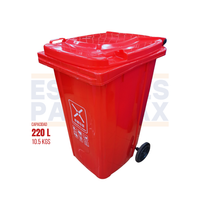 Tanque de Basura Basurero Tinaco con Ruedas de Plástico 220L Rojo 220L-ROJO