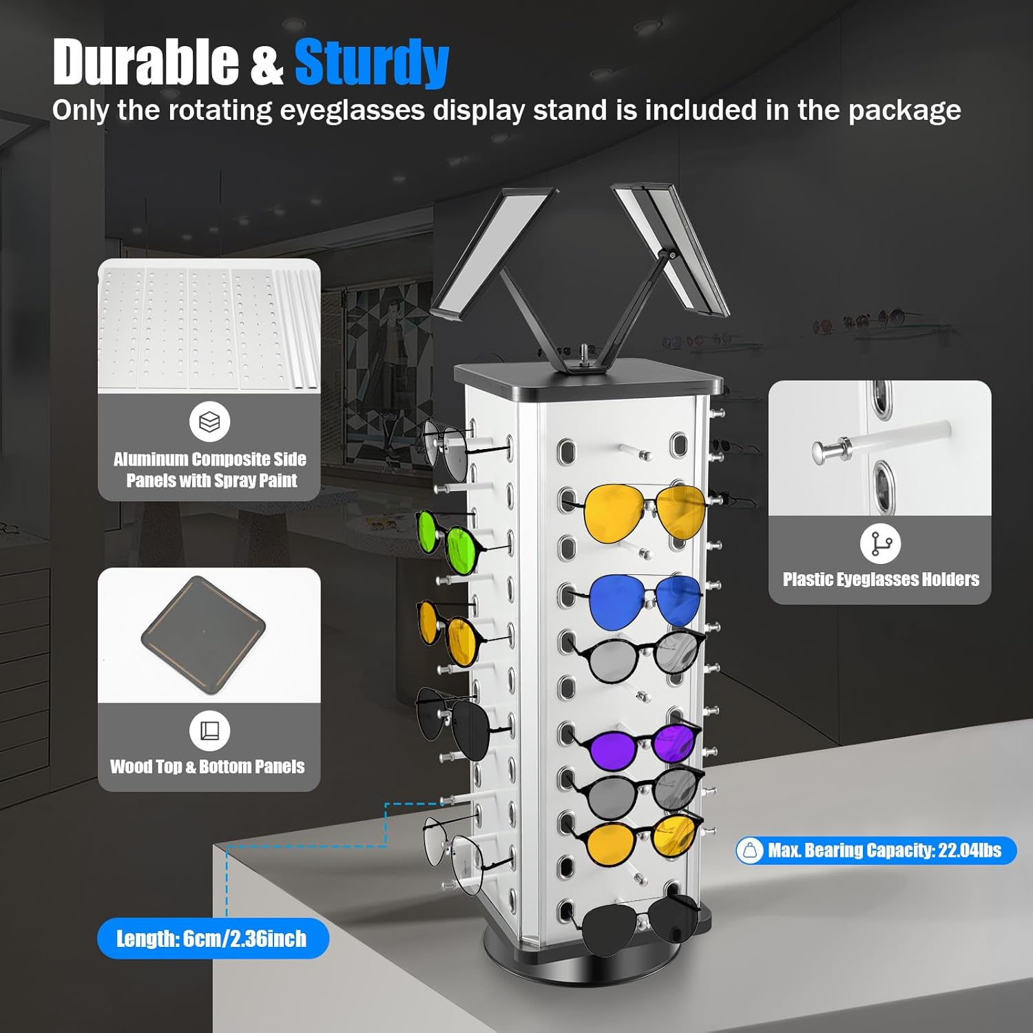 Exhibidor Giratorio para Gafas de Sol Capacidad 44 Lentes EXH-LENTES