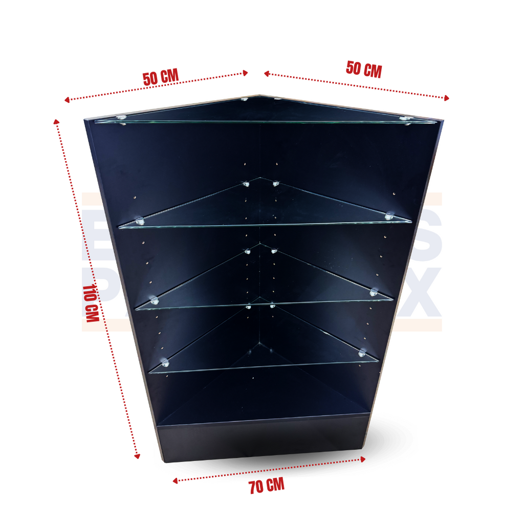 Esquinero de MDF Triangular para Vitrinas de 4 Niveles Niveles Negro 1 ...