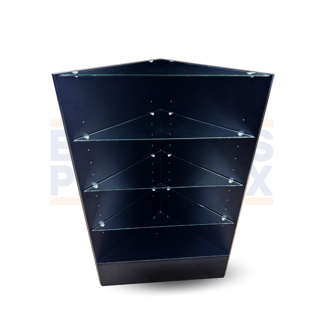Esquinero de MDF Triangular para Vitrinas de 4 Niveles Niveles Negro 110x50x50x70cm BNM6-2 / KW-002