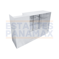 Set Mostrador + Vitrina de 2 Niveles en MDF Blanco MDF-2 / KW-013