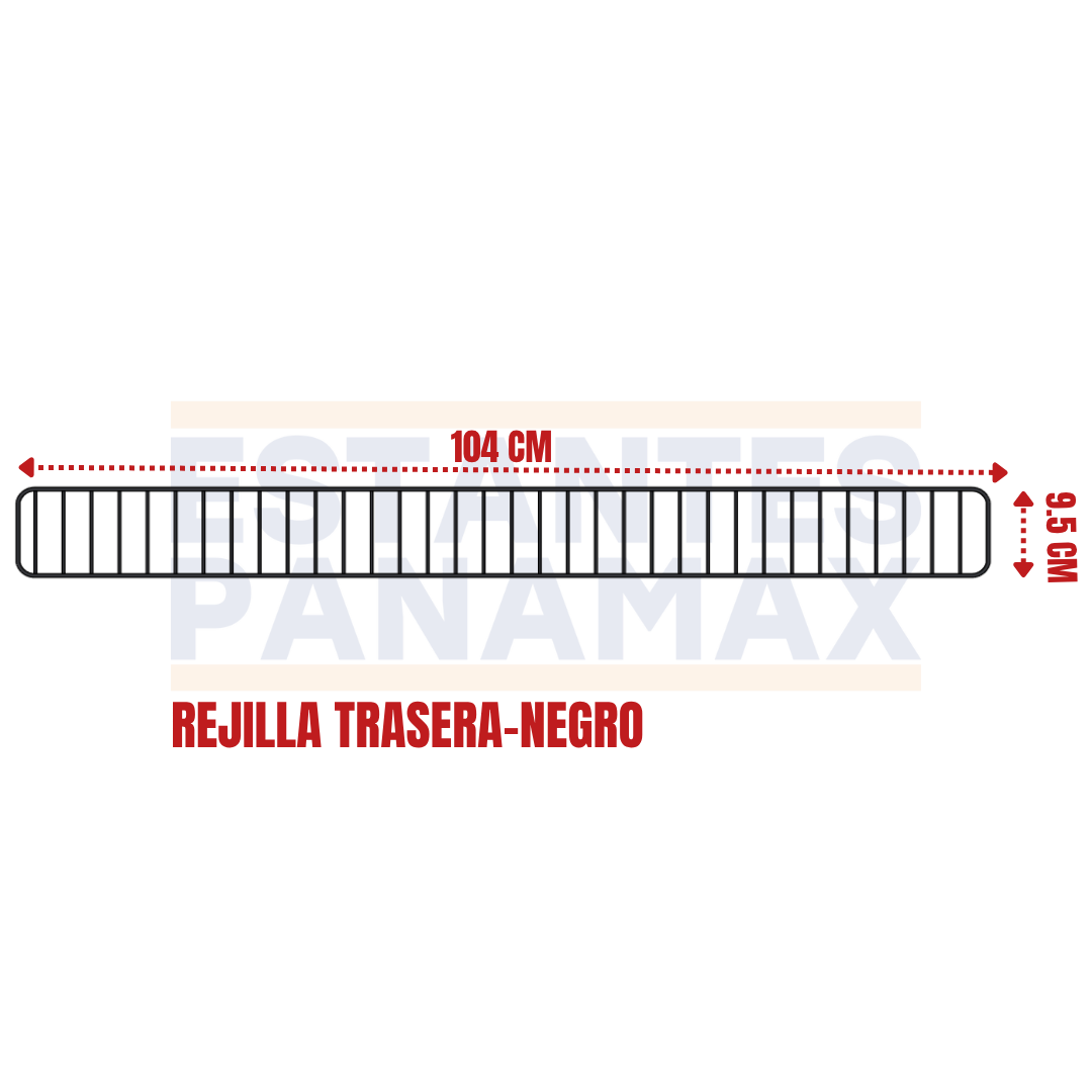 Rejilla de Hierro Trasera Negro 9.5x104cm RT104-NE