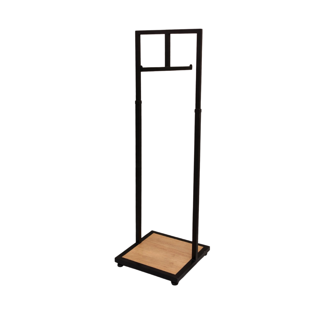 Perchero Exhibidor de Ropa Negro con Diseño Madera XBH-CR10