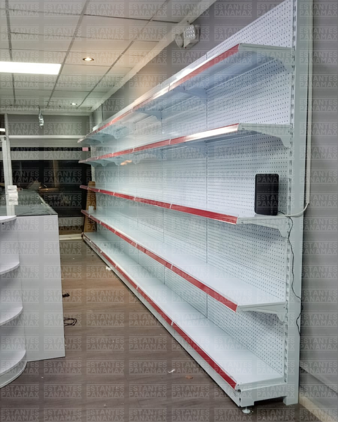 **CALIBRE GRUESO** Góndola Pared Perforado Blanco 3 Niveles 250x120x45cm 250kg/nivel PMX-7002-P
