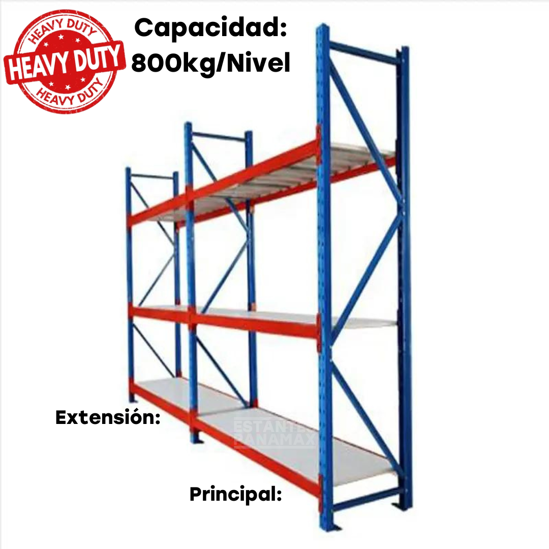 Rack de Bodega de Carga Pesada 3 Niveles 800kg/Nivel 2200*2200*600mm PMX-1247 ***ALTURA A MEDIDA***
