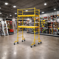 Andamio de 2 Niveles Heavy Duty Incluye Barandal con Ruedas Amarillo 180x180x75cm PMX-1394