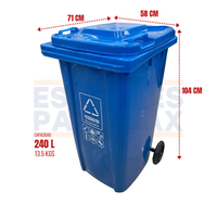 Tanque de Basura Basurero Tinaco con Ruedas de Plástico 240L Azul 240L-AZUL