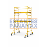Andamio de 2 Niveles Heavy Duty Incluye Barandal con Ruedas Amarillo 180x180x75cm PMX-1394