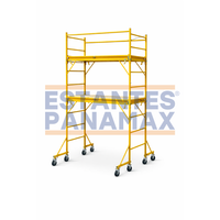Andamio de 2 Niveles Heavy Duty Incluye Barandal con Ruedas Amarillo 180x180x75cm PMX-1394