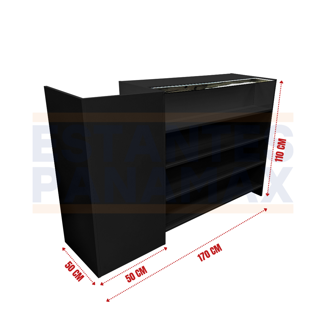 Mueble Frontal de MDF Negro con 4 Niveles de Impulso 110x170x50cm KW-013