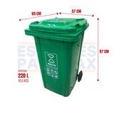 Tanque de Basura Basurero Tinaco con Ruedas de Plástico 220L Verde 220L-VERDE