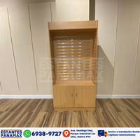 Mueble Gavetero con Slatwall y Luces Diseño de Madera 200x100x30cm 8384